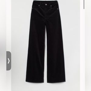 H&M corduroy black pants wide leg